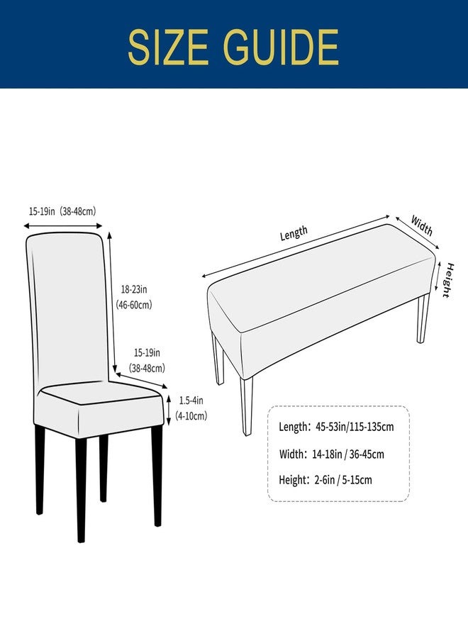 NILUOH Dining Room Chair Covers Set of 4 with 1 PC Bench Cover, Stretch Removable Washable Parsons Chair Slipcover Protector Living Room Decoration (Patterned 02) - Image 3